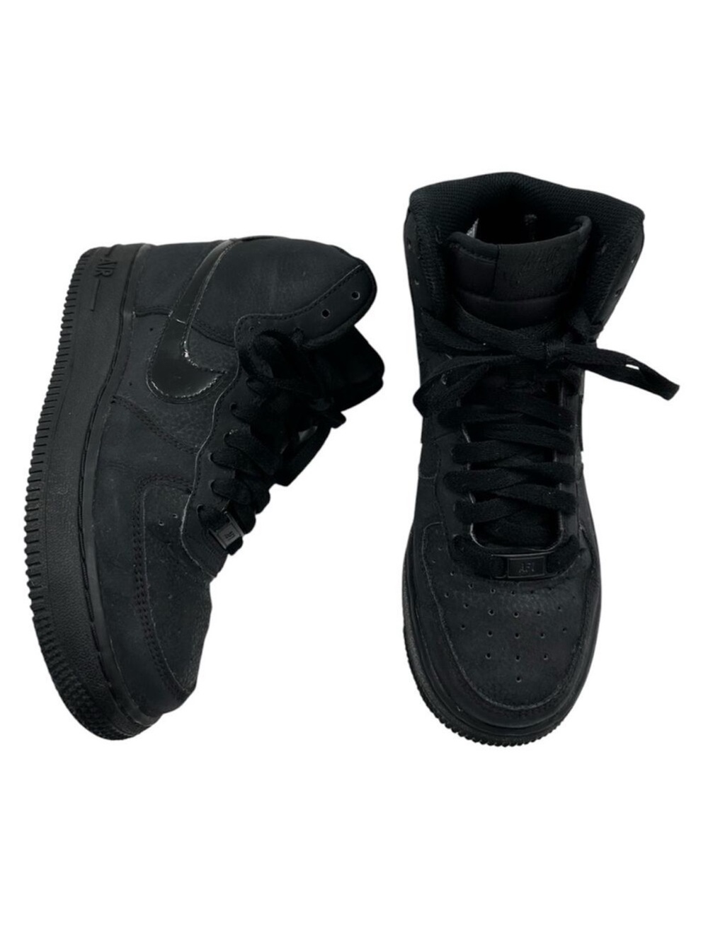 Nike Air Force 1 High Top Triple Black Sneakers Kids Size 4Y